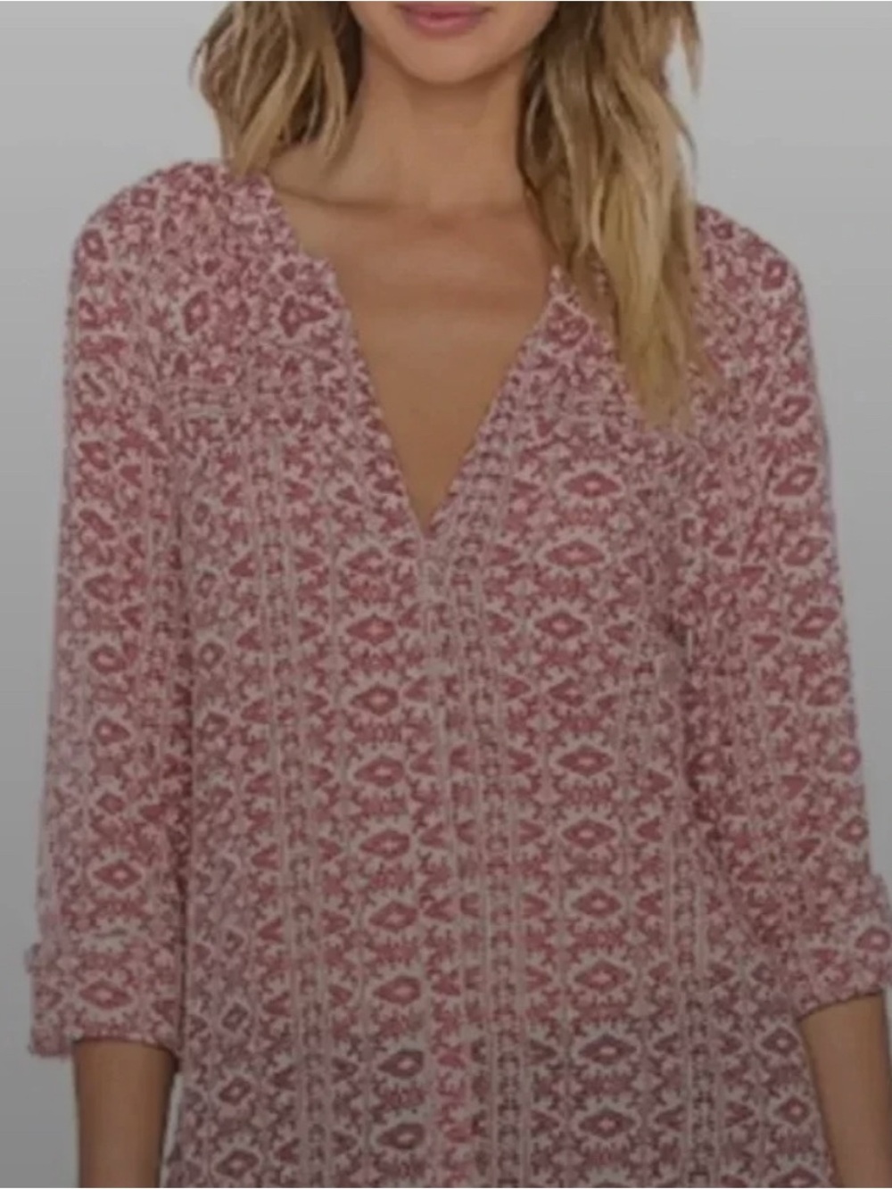 PAIGE Rose-Pink Patterned V-Neck Blouse
